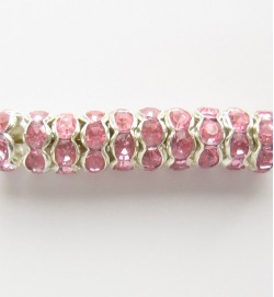 Rondelle Spacer 6mm Silver/Light Pink